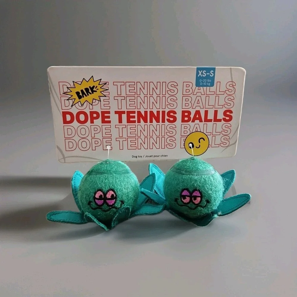Bark Box XS-S Dope Tennis Balls Squeaky 420 Collection Green New